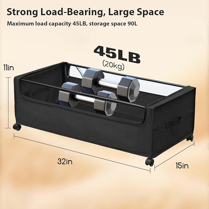 Under Bed Storage with Wheels, Under The Bed Storage Drawers On Wheels, Rolling Underbed Drawers, Lockable, Heavy Duty, XXXXL
