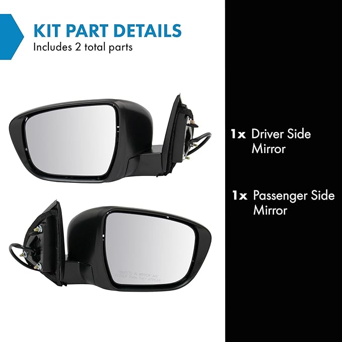 TRQ Driver & Passenger Side Power Mirror Set Paint to Match Manual Folding Compatible with 2017-2021 Nissan Rogue Sport NI132