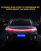 YM E-Bright Led Hood Light Strip Exterior Led Strip Lights for Cars Waterproof Flexible DRL Dynamic Scan Start Up Hoodbeam Kit Daytime Running Lights for Car,Truck,SUV,12V 70inch,Red,1 Set