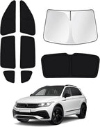 Windshield Sun Shade for 2018-2023 Volkswagen VW Tiguan Side Rear Window Shade Cover Sun Visor Shield Privacy Protection Keep Vehicle Cool Black 8PCS