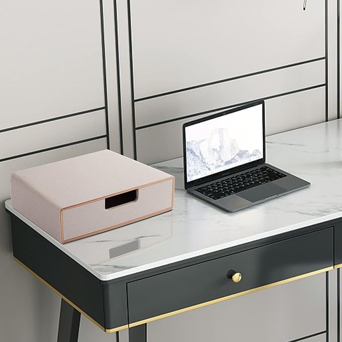Stackable Drawer Organizer PU Leather Classic Handmade,Organize Home Office Desk Accessories and Sort Letter-Size Paper/a4 Do