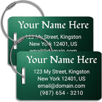 Custom Bag Tags for Luggage, Personalized Luggage Tags for Suitcases - Laser Engraved Metal Tags- Pack of 2 (Emerald Shadow, 