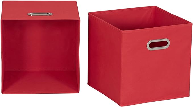 Household Essentials Foldable Fabric Storage Cubes 6-Pack – 11x11x11 Stackable Non-Woven Bins with Chipboard Sides & Grommet 