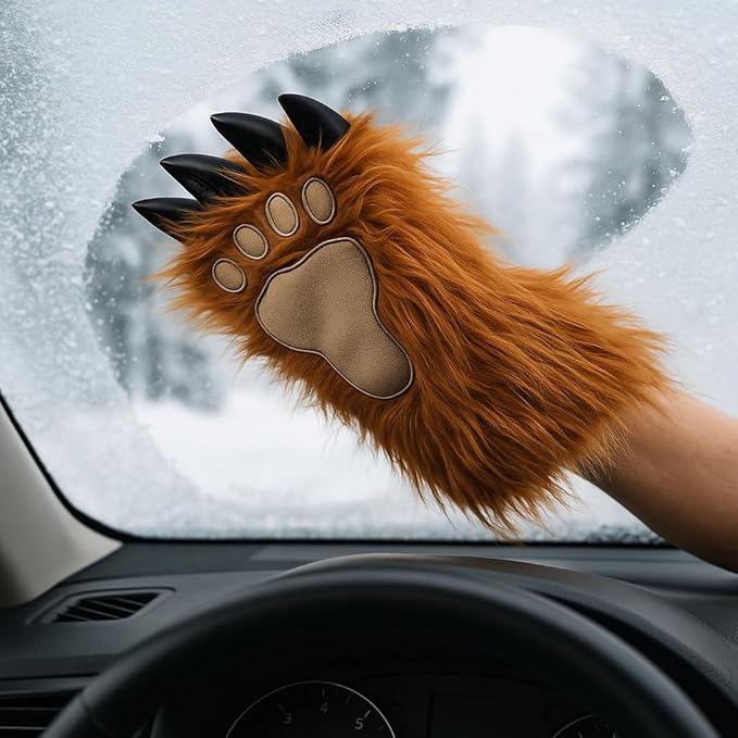 Gears Out Massive Bigfoot Hand Ice Scraper - Bigfoot Gifts - Sasquatch Claw Faux Fur Hand Warmer with Built in Ice Scraper Foam Grip Novelty Winter Snow and Ice Remover for Cars Trucks SUV
