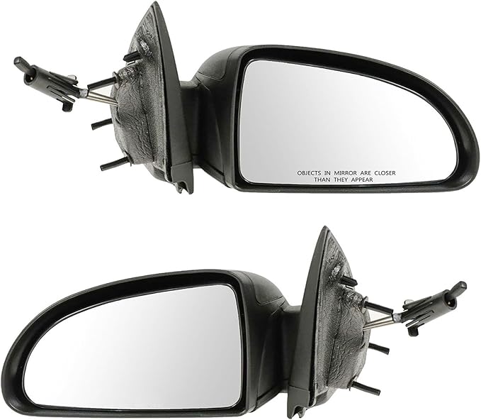 TRQ 2 Piece Driver and Passenger Side Mirror Assembly Set Manual Adjustment Non-Heated No Memory Black Compatible with 2005-2