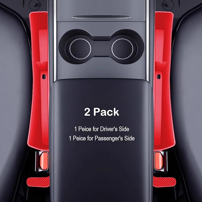 Car Seat Gap Filler Organizer, 2 Pack No-Drop Seat Side Gap Filler Plug Strip with Storage & Belt Slot, Universal Fit Auto Catcher Fill The Gap Between Seat & Console for Car, SUV, Truck, Red