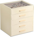 Frebeauty Clear Lid Jewelry Box,5-Layer Jewelry Organizer with Drawer,PU Leather Jewelry Organizers and Storage,Jewelry Boxes