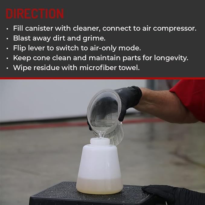 HI-TECH Vortex I Air Cleaning Gun – Deep Cleans Auto Interiors & Exteriors – Compressed Air Powered – Car Detailing Tool for 