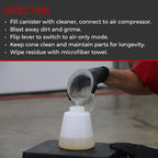 HI-TECH Vortex I Air Cleaning Gun – Deep Cleans Auto Interiors & Exteriors – Compressed Air Powered – Car Detailing Tool for 