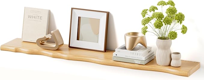 Floating Shelves for Wall Rustic Farmhouse 48 Inch Floating Shelf Bathroom Wooden Shelves for Wall Mounted Live Edge Pine She