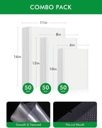 Vacuum Sealer Bags For Food-150 Quart 11"x16"and Quart 8"x12"and Pint 6"x10"-Commercial Grade BPA Free Bag-Durable Customized