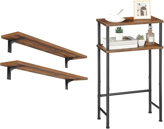 HOOBRO Floating Shelves for Wall, 15.7" Entryway Table with Storage, Hanging Storage Shelf with Metal Brackets, Skinny Consol