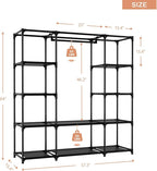 Portable Closet for Hanging Clothes 57.3 Inch Large Capacity Wardrobe Closet with Cover, 8 Pockets and 1 Hanging Rod, Easy As