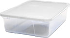 HOMZ 2-Pack Snaplock, Small Clear Plastic Storage Organizer Bins w/ Lids, 28 Quart, White - Stackable Container Boxes for Bed