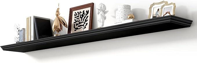 Axeman 70.8 Inch Floating Shelves for Wall, 9.3" Deep Crown Molding Wood Display Shelf with Heavy Duty Invisible Brackets for
