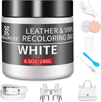 Leather Recoloring Balm,8.5oz Leather Color Restorer,White Leather Repair kit for Furniture and Car Interior,Leather Couch Sc
