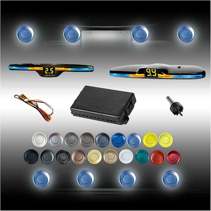 New Features Forward and Reverse Parking sensors, Option to Measure Distance in inches, bidirectional Display Option, and Customizable Digital Direction 18 Color Probes to Choose from(Light Blue)