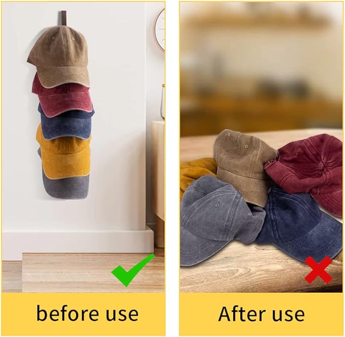 3 Pcs Hat Rack for Baseball Caps, Wall Mounted Wooden Hat Storage Organizer Hanger, Wall Vertical Hat Holder Caps Display Rac
