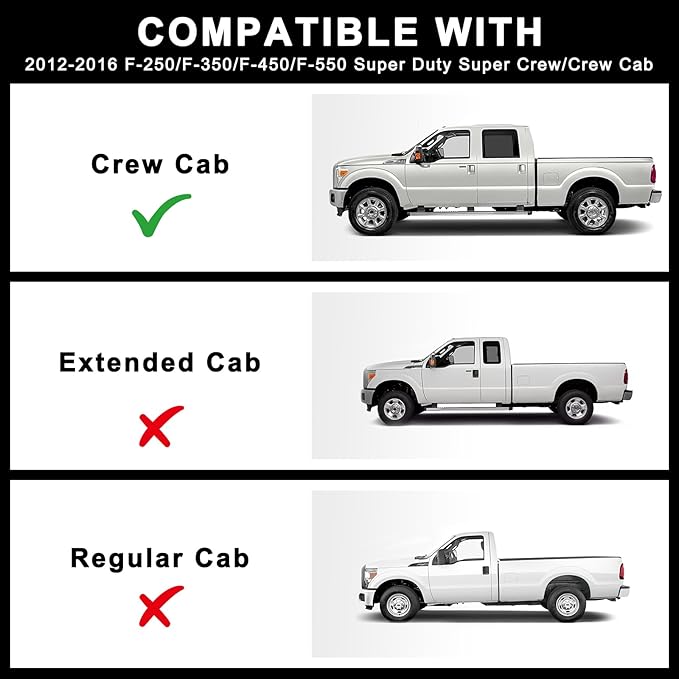 Heavy-Duty TPE Floor Mats for 2012-2016 Ford F-250/F-350/F-450/F-550 Super Duty SuperCrew/Crew Cab, 1st & 2nd Row Custom All Weather Fit 4 Door Ford Accessorie