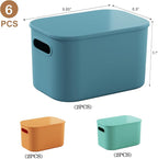 ORGIDOL 6 Pack Colorful Storage Bins with Lids Stackable Storage Container for Organizing, Storage Boxes with Handle for Shel