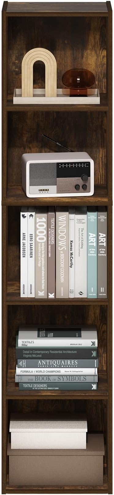 Furinno PASIR Book Shelf, 5-Tier Modern Bookshelf, Open Shelves Bookcase 9 x 12 x 52, Easy Assembly, for Living Room, Bedroom