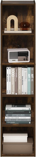 Furinno PASIR Book Shelf, 5-Tier Modern Bookshelf, Open Shelves Bookcase, 9 x 12 x 52, for Living Room, Bedroom, Home Office,