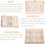 Voova Jewelry Box Organizer for Women Girls, 2 Layer Large Men Jewelry Storage Case, PU Leather Display Jewellery Holder with