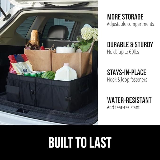 GORILLA GRIP Large Capacity Sturdy Trunk Storage Organizer, Slip and Water Resistant Collapsible Organization Container for