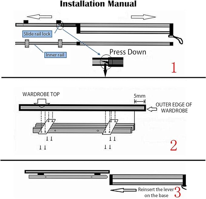 Closet Clothes Hanger Rail,Pull-Out Closet Rod 30-60cm,Wardrobe Clothing Rail,Closet Organizer Rack for Pants and Coat (600MM