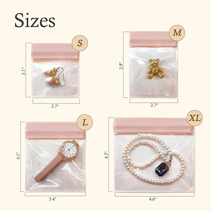 30 PCS Clear Plastic EVA Anti Tarnish Jewelry Storage Bags, Zip Ziplock Jewelry Pouches for Selling & Gift, Little Mini Trave