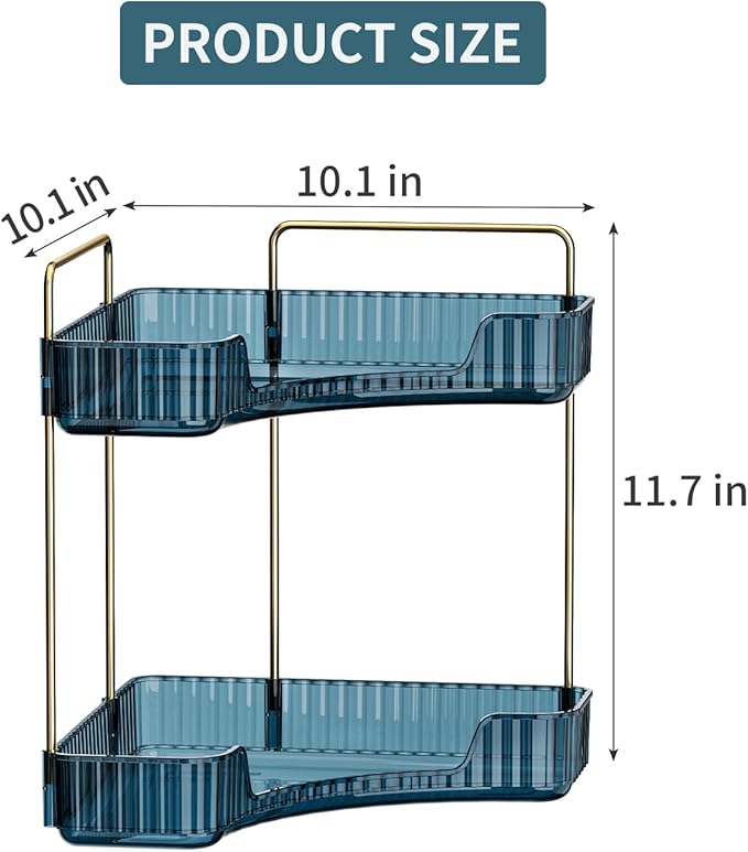 Corner Bathroom Counter Organizer Bathroom Countertop Shelf Makeup Organizer for Vanity Perfume Tray for Corner Storage (2 Ti