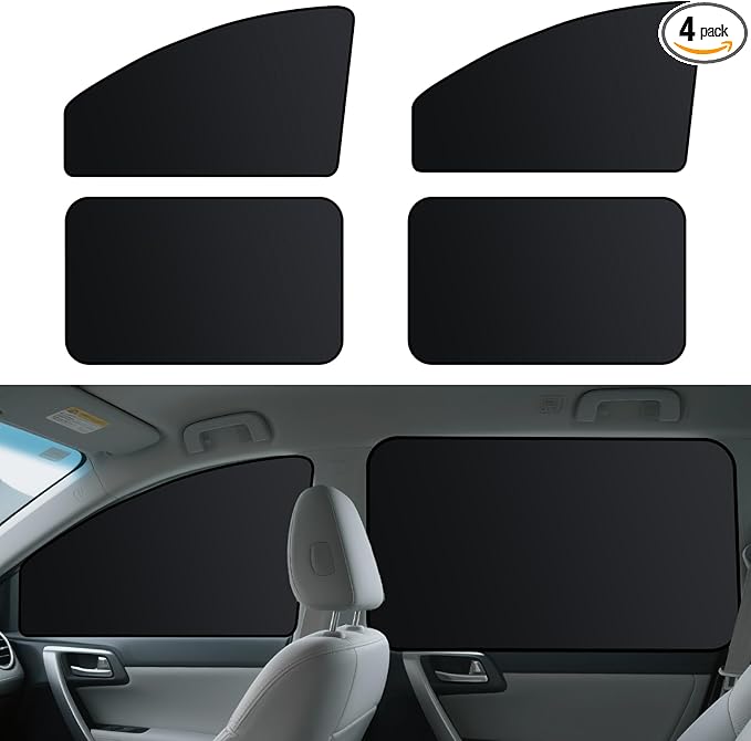 Car Window Covers for Privacy - Universal Side Window Sun Shades for Camping, Baby Naps & Travel - UV & Heat Reduction, Easy Install Magnetic Car Window Shades