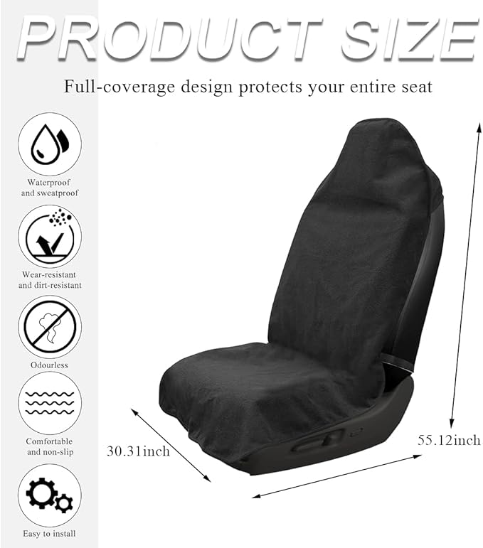 Waterproof Car Towel Seat Cover, Sweating Non-Slip Premium Towel Carseat Cover Protector, Universal Soft Machine Washable Car