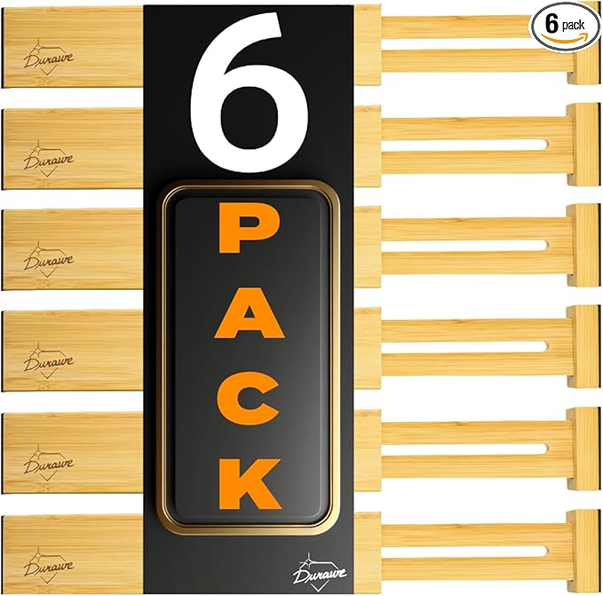 Adjustable Bamboo Drawer Dividers – SMALL SIZE, Expandable 12–16 inch – Spring Loaded Drawer Organizer for Kitchen, Dresser, 