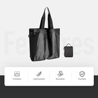 pack all 16L Lightweight Packable Tote Bag, Water Resistant Foldable Grocery Bag, Reusable Shopping Bag (Black)