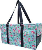 NGIL Extra Large Utility Tote Reusable Grocery Bag Oversized Collapsible for Groceries, Storage, Picnic, Beach (Mermaid-Navy)