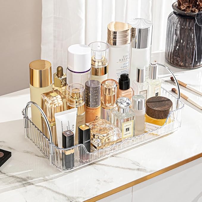 Aveniee Bathroom Counter Organizer Countertop, Makeup Perfume Shelf Storage, 2 Tier Skincare Cosmetic Tray for Dresser Vanity
