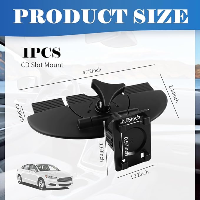 CD Slot Mount for Carplay Screen 360° Rotatable,Anti-Vibration CD Mount for Carplay Screen GPS Display,Portable Carplays CDs Mounts Car Accessories for 7"-10.5" Display