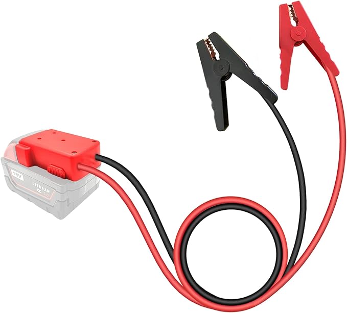Jumper Cable Clamps for Milwaukee M18 18V Battery Jump Starter, 2.0FT 8AWG Car Battery Jumper Cable with Adapter, Automotive Battery Booster Cable for Tools used to Jump Start a Car