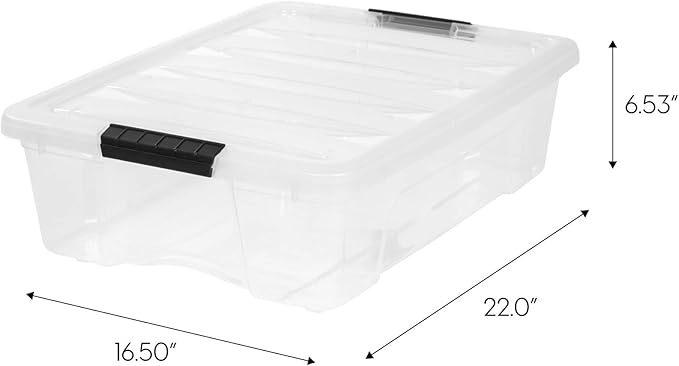 IRIS USA 27 Qt Stackable Plastic Storage Bins with Lids, 2 Pack - BPA-Free, Made in USA - Discreet Organizing Solution, Latch