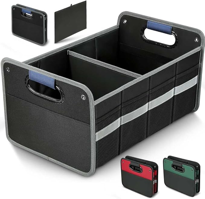 Car Trunk Organizer for SUV, Car Storage Organizer Reinforced Handles, Collapsible Multi-Compartment Foldable and Waterproof