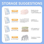 12 Pack Vacuum Storage Bags with Hand Pump, (3 Small, 3 Medium, 3 Large, 3 Jumbo) Vacuum Seal Bags for Clothing, Space Saver 