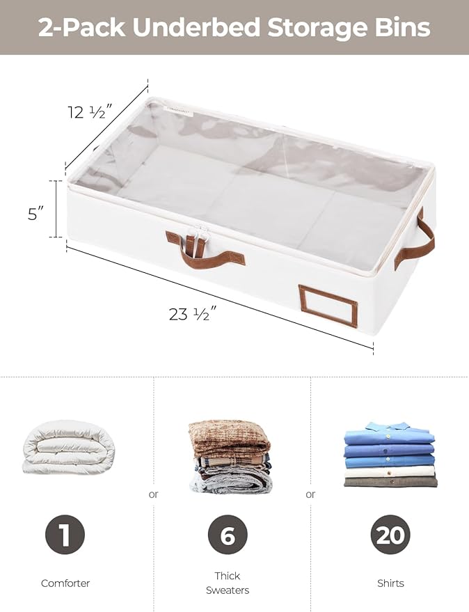 StorageWorks Under Bed Storage Containers with Cedar Wood Clothes Hanger 10 Pack