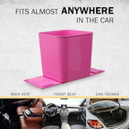 Car Trash Can 1.4 Gallon with Stability Flap & Magic Strips — No-Tip Leakproof Car Garbage Bin for Car Floor, Mats, Front or Back Seat, SUV, Truck, Van, Vehicle Interior Organizer (Pink)