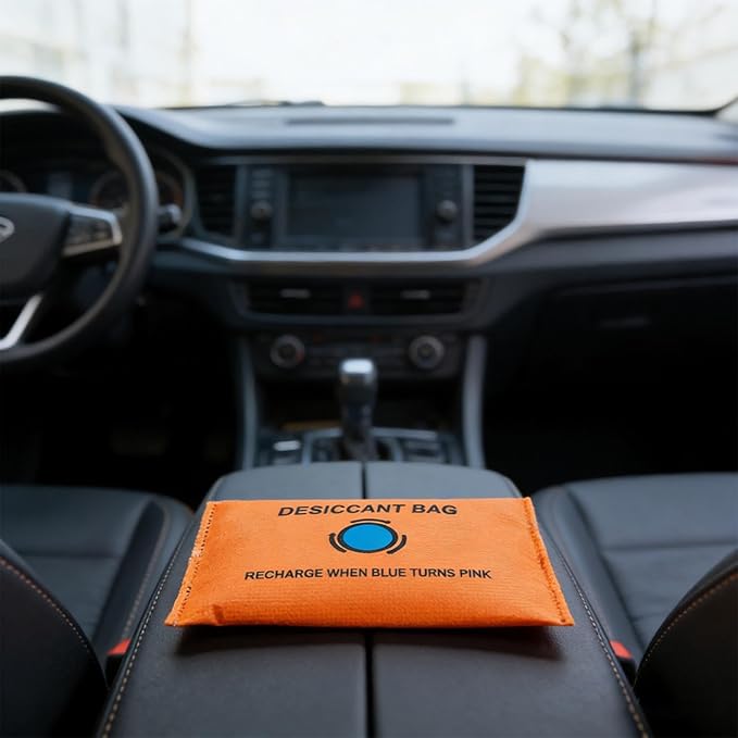 Reusable Desiccant Car Bag, Leak-Proof Moisture Absorber, Silicone Beads Moisture Remover with Eco-Friendly Feature, Hanging