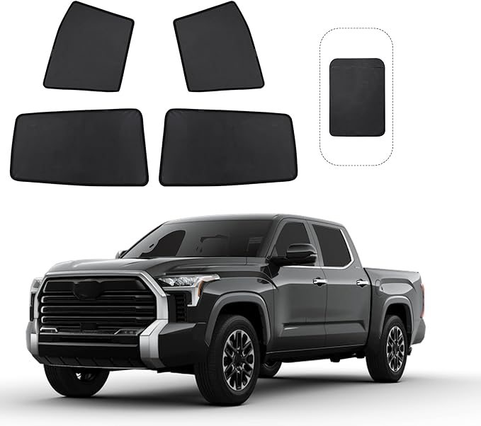 Front Side Half Window Shade Foldable Custom Fit for Toyota Tundra 2022-2024 Car Window Shades for Side Window Sun Shade UV Protection Heat Insulation for Camping Sleeping 4PCS