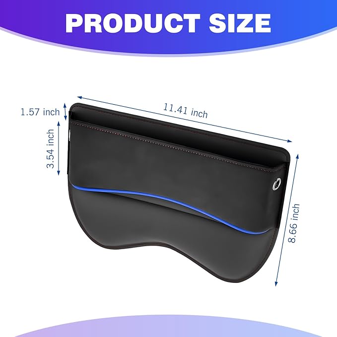 Seat Gap Filler, Multifunctional Storage Bag for Mobile Phone Sunglasses Documents Wallet, Soft Padded Leather Anti-scratch Organizer, for Cars Trucks Portable Indoor Accessories (Black)