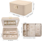 Upgraded Jewelry Box, 2 Layers PU Leather Jewelry Organizer for Women with Lock and Mirror, Hidden Necklace Hook and Removabl
