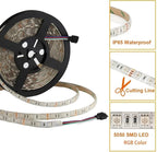 SUPERNIGHT LED Strip Lights, 16.4FT 5M SMD 5050 Waterproof 300LEDs RGB Color Changing Flexible LED Light Strip for Bedroom, TV Back Lighting (Not Include Power)