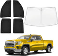 KUST Car Window Shades for GMC Sierra 1500/2500/3500 Crew Cab 2019-2025 2026 Windshield Sun Shade Side Window Cover UV Block Privacy Protection Accessories for Camping Blackout Rear Back Full Set 5PCS